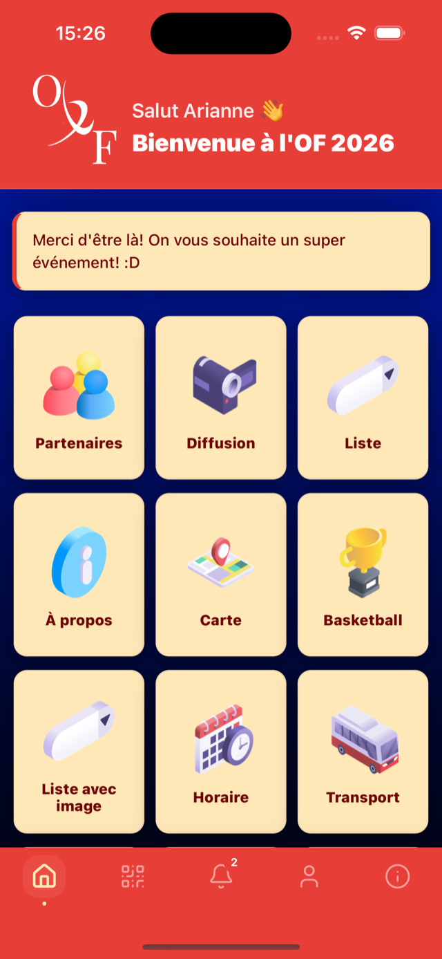 The Balto app: an event home screen